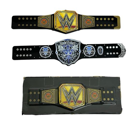 3 WWE Championship Belt Slapband Super Rare Undertaker Lot DISPLAY BOX BELT - Picture 1 of 10